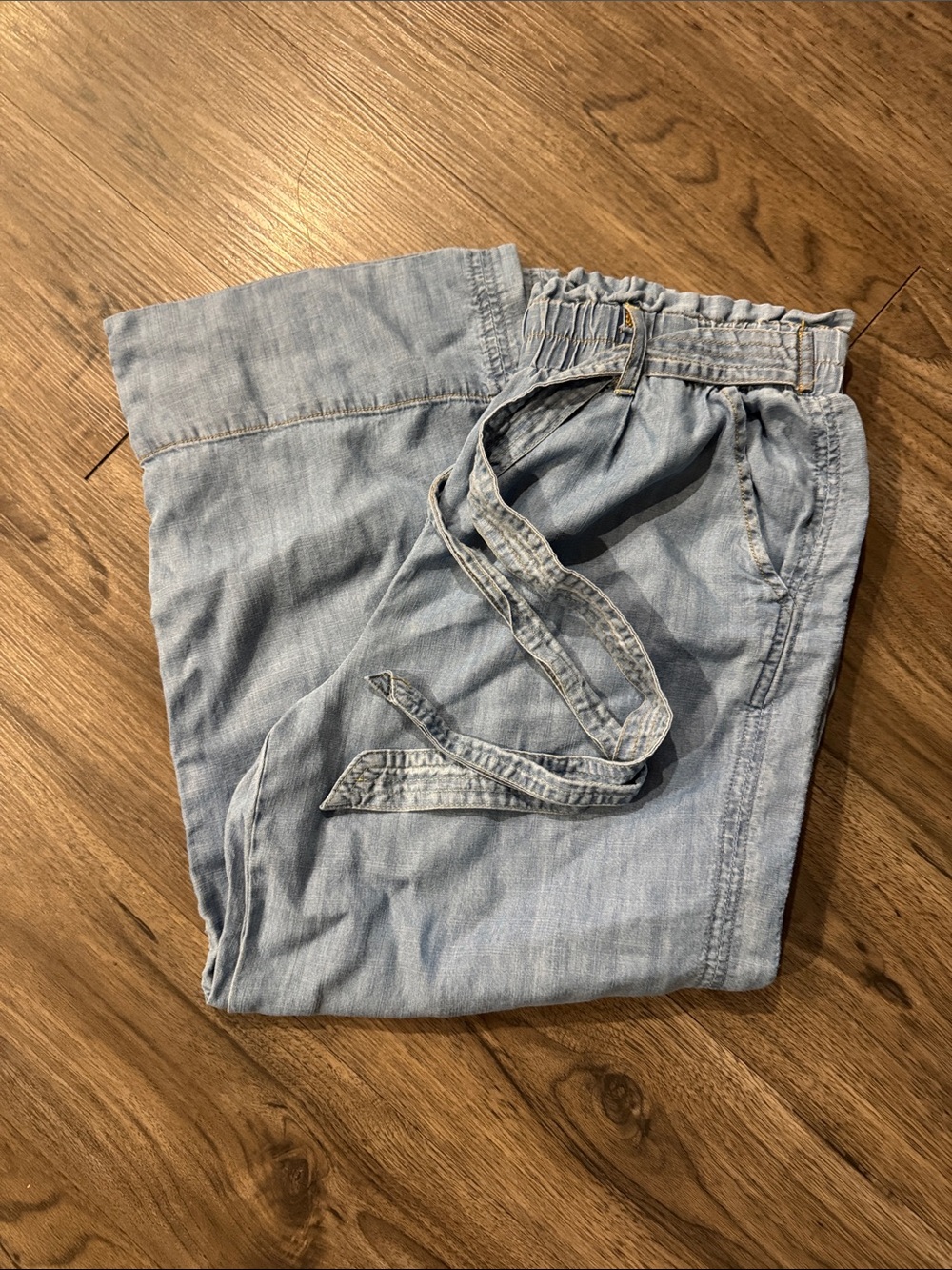 Source Unknown Light Blue Wide-Leg Denim Jumpsuit Pants